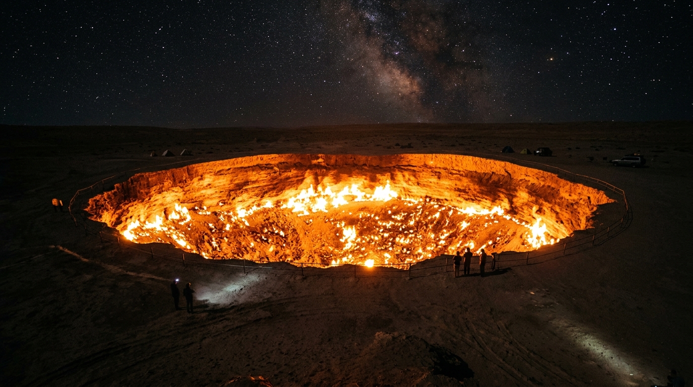 Imagem do artigo: A Porta do Inferno: A Cratera de Darvaza que Queima Há Mais de 50 Anos