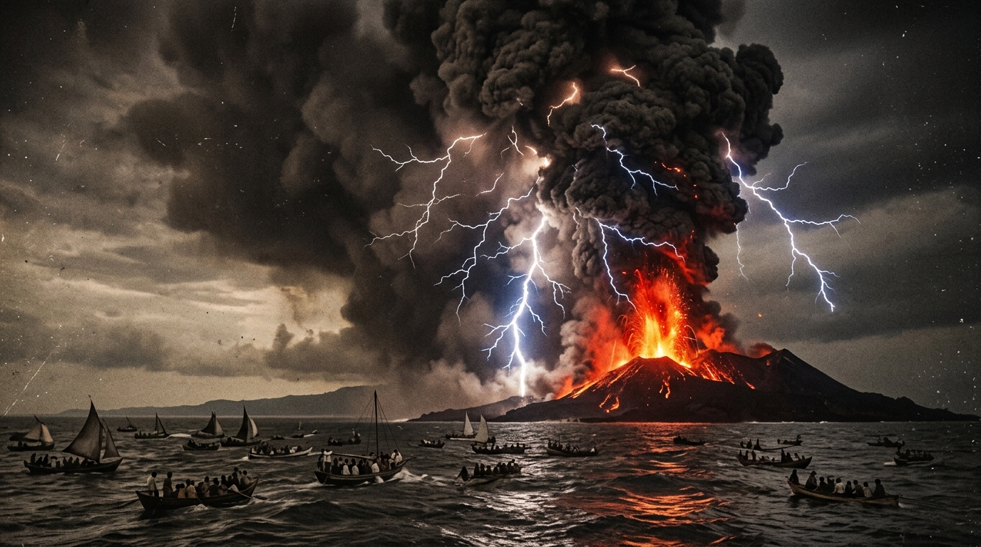 Imagem do artigo: O Som Mais Alto Já Ouvido na Terra: A Explosão do Krakatoa
