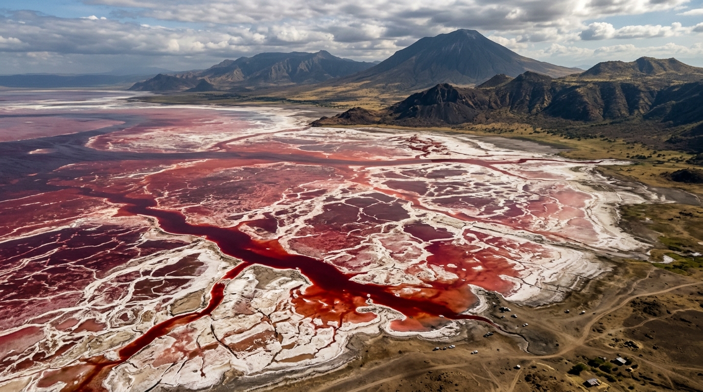 Imagem do artigo: Lago Natron: As Águas Extremas que Transformam Animais em Estátuas